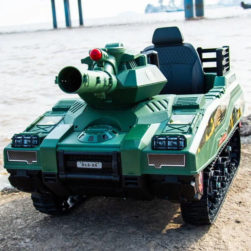 Дитячий електромобіль Зелений танк